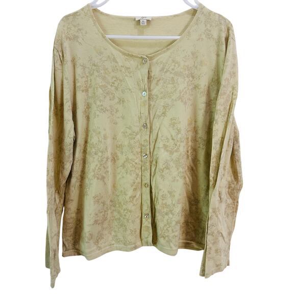 J. Jill Sweaters - J. Jill Vintage Yellow Floral Cottagecore Button Up Cardigan Size XL